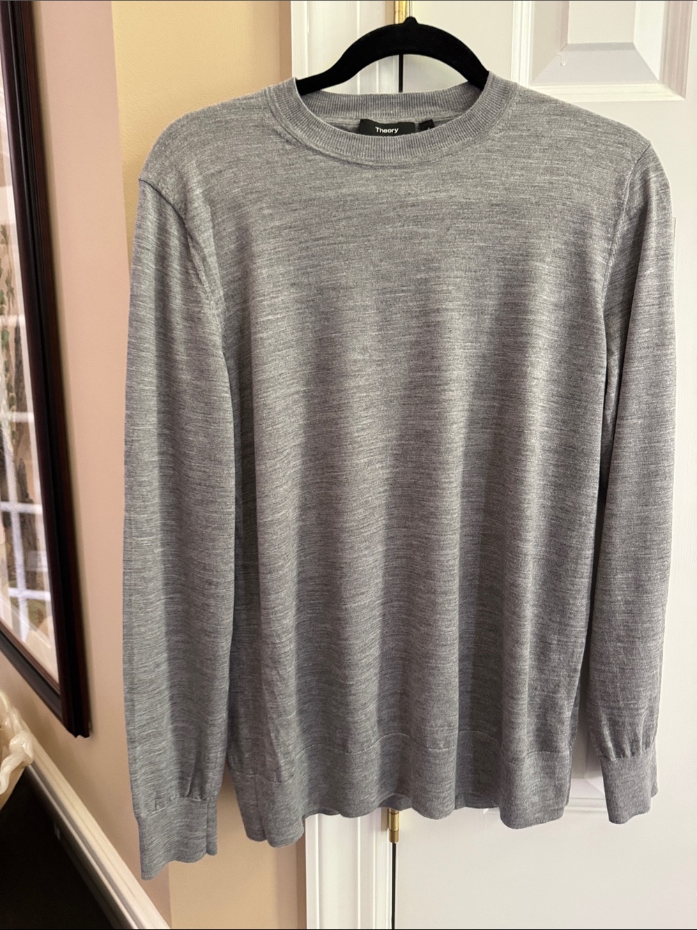 Theory Men's Light Gray Crewneck Sweater